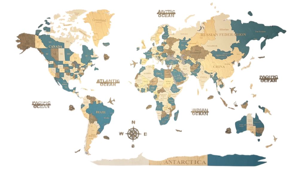 Дървена карта на света