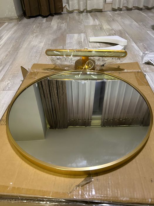 Огледало + лампа златни