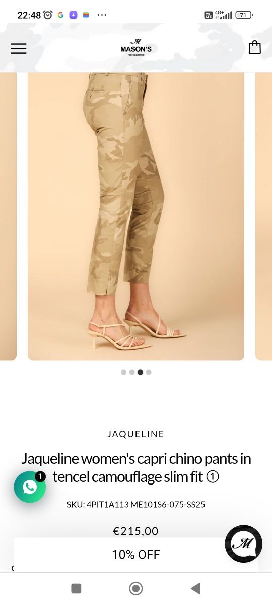 Pantaloni Mason's Women's Curvie Chino Pants Jaqueline dama fete femei