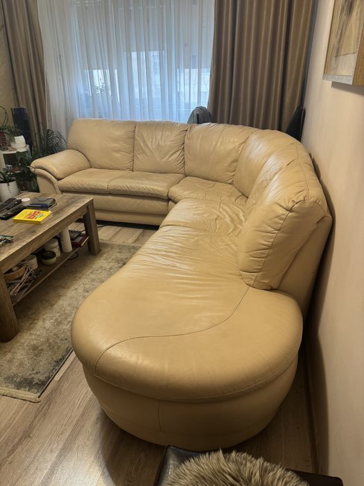 Coltar fix din piele crem