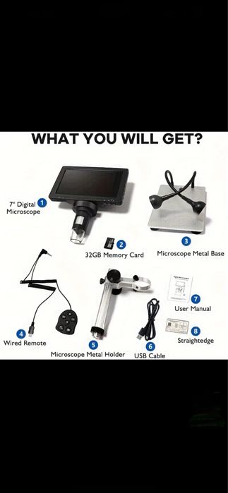 Microscop digital profesional, 7 inch, 16MP, compatibil PC, NOU