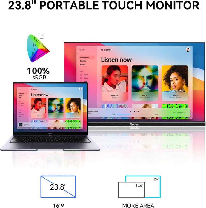 Monitor Portabil Touchscreen de 23.8'' 1080P