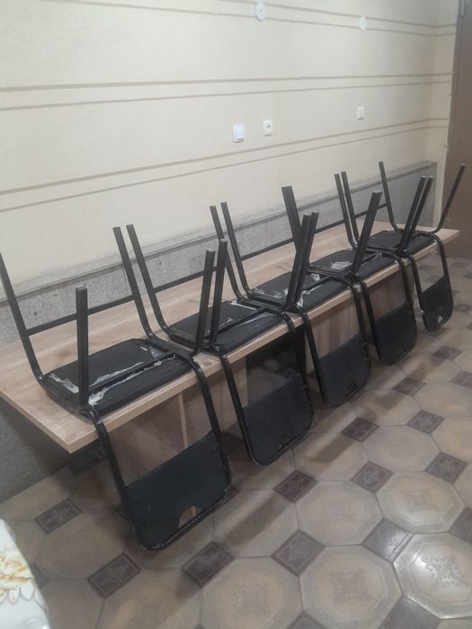 Mebel 1 uzun stol 6 ta stuli bor