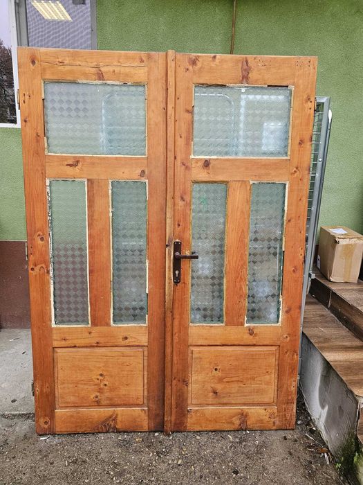 Usi lemn masiv duble, vintage/retro, 70x196 cm fiecare