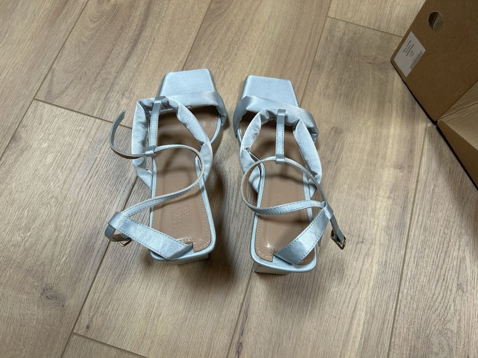 Pantofi cu toc de dama Benaza Premium, albastru metalizat, marimea 40