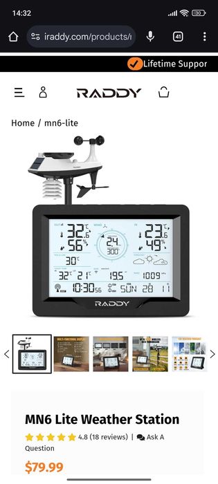 Метеостанция Raddy MN6 Lite   (Метереологична станция)