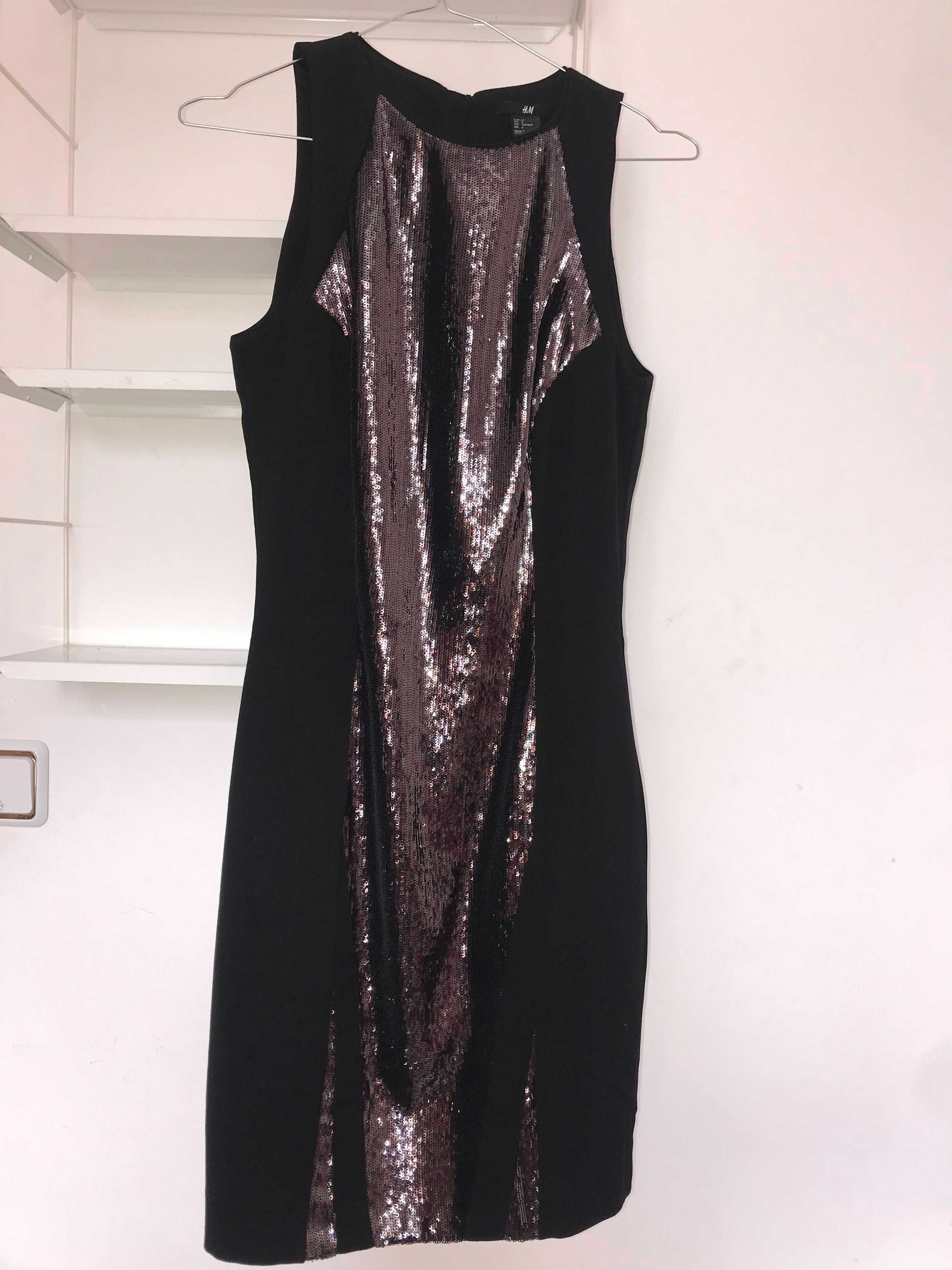 Черна рокля с пайети - H&M