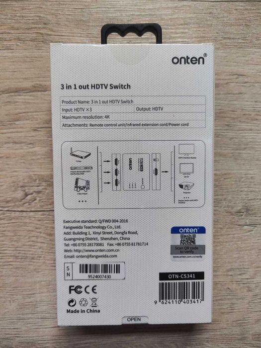 ONTEN CS341 HDMI Switch 3 in 1 Out