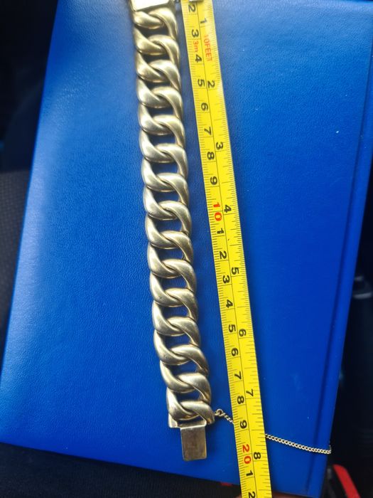 N bratara argint masiv 950,aurita 19 cm,lata 2 cm,stare buna