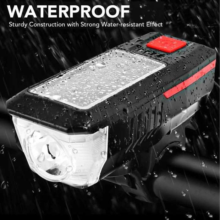 Far lampa cu panou solar pentru bicicleta / trotineta, claxon