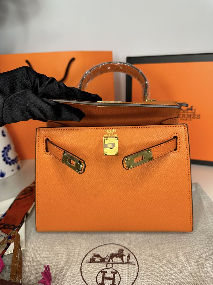 Geanta de lux HERMES Kelly 22 cm piele naturala 100% cadou
