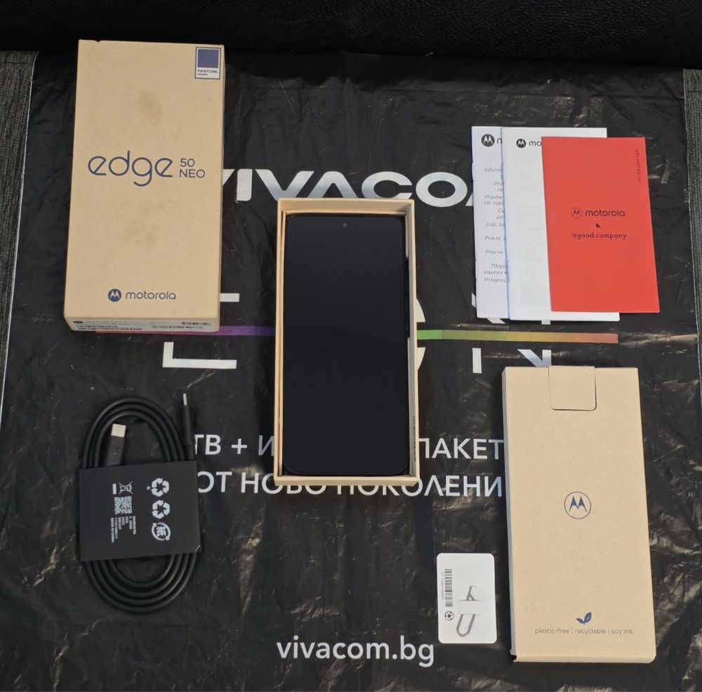 КАТО НОВ 256GB Motorola Edge 50 Neo Vivacom Гаранция 2025 Grisaille