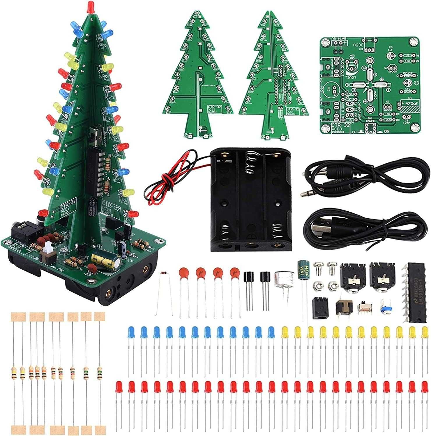 НОВ! Kомплект за запояване LED дърво, електронен STEM проект