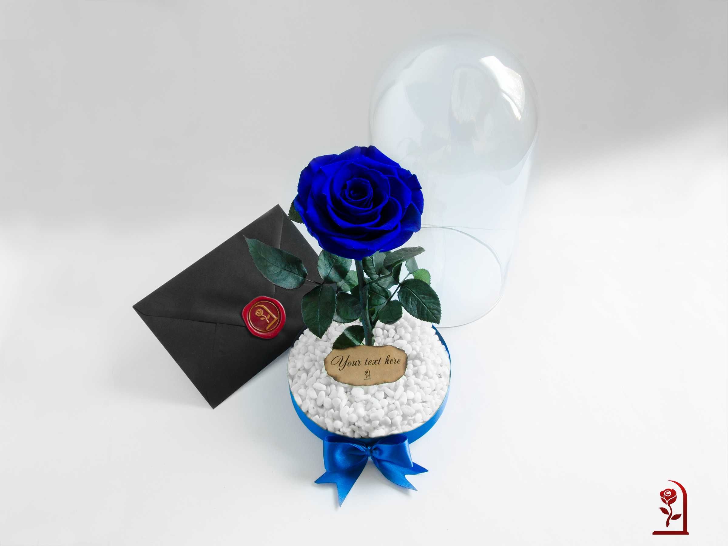 Естествена Синя Вечна Роза в Стъкленица /Подарък за Рожден Ден на Жена