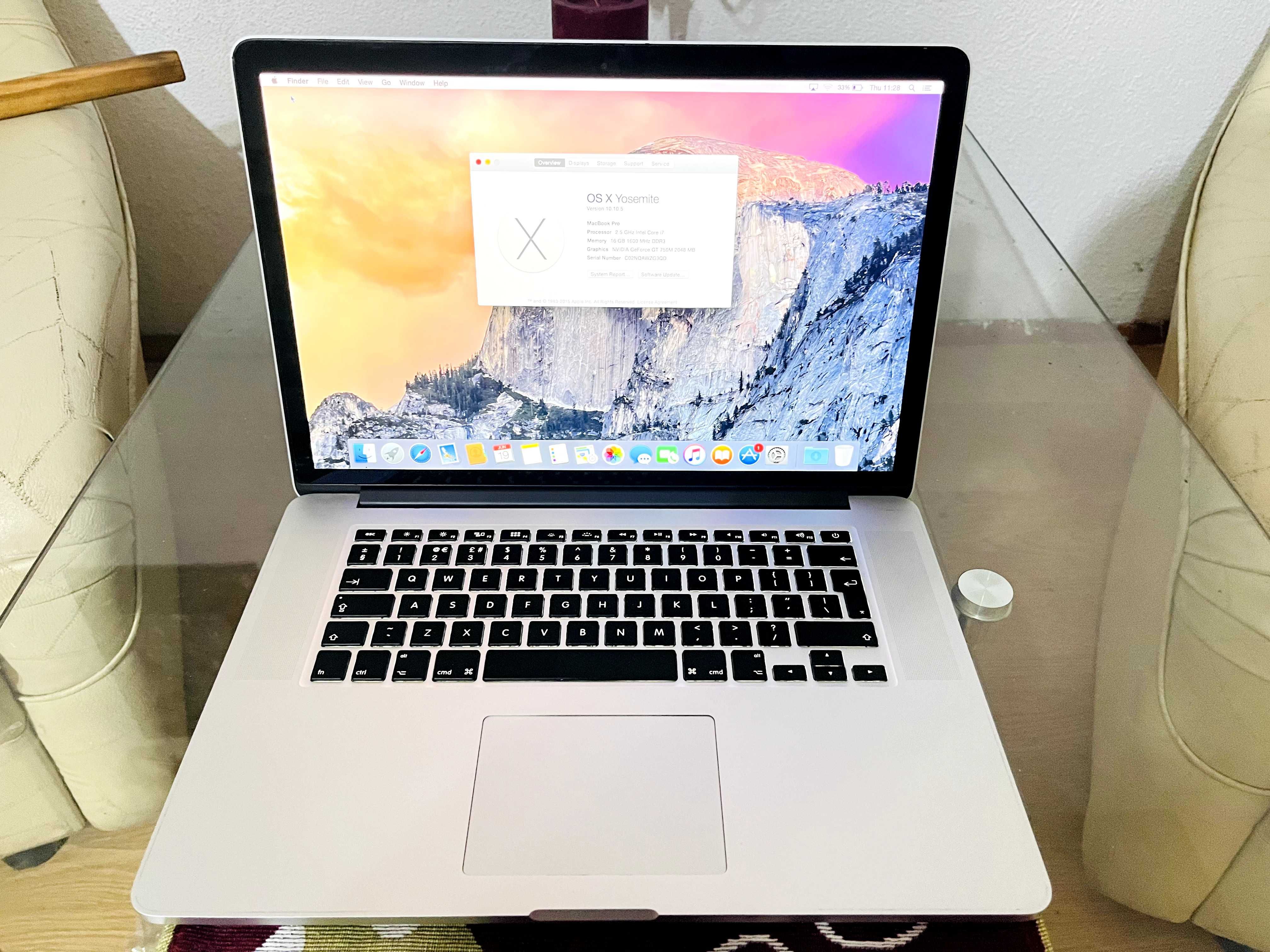 Apple MacBook PRO 15 A1398 2014 i7 2.5Gz 16GB 512B NVMe Retina Display