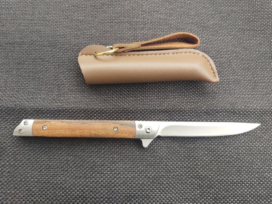 Сгъваем джобен нож M390 с дървена дръжка и кания
