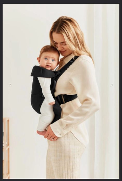 B abyBjörn Бебешка ергономична раница Mini, Cotton, Blac