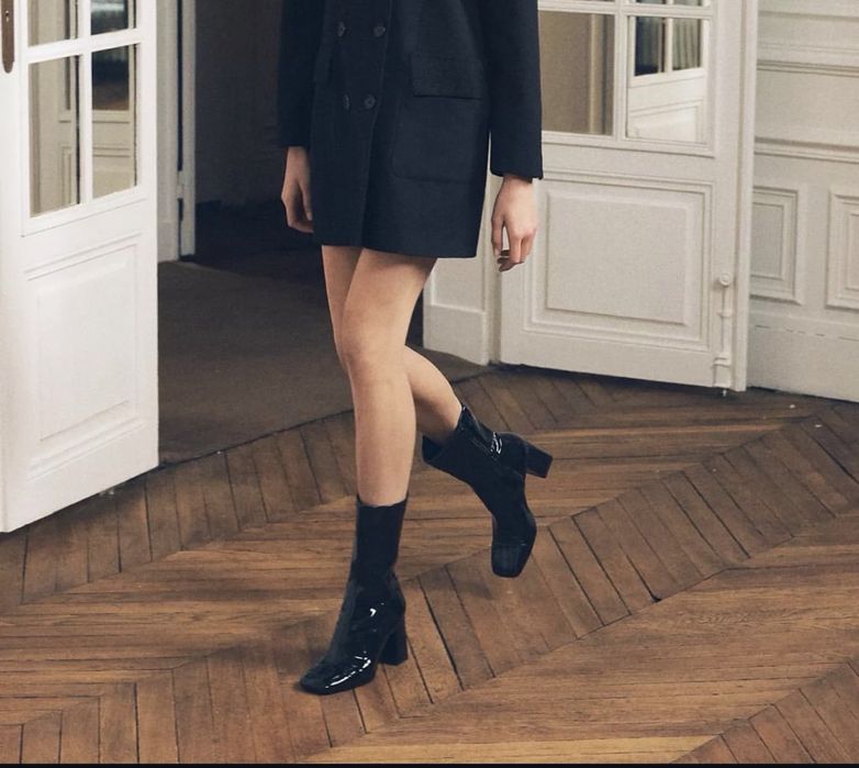 Zara черни лачени боти номер 41
