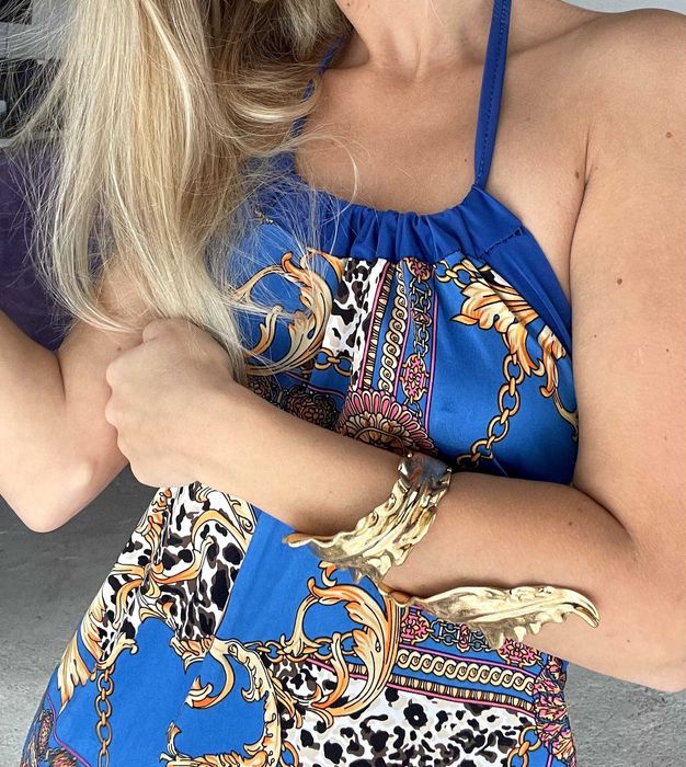 versace син летен топ с гол гръб потник тип кърпа горница версаче