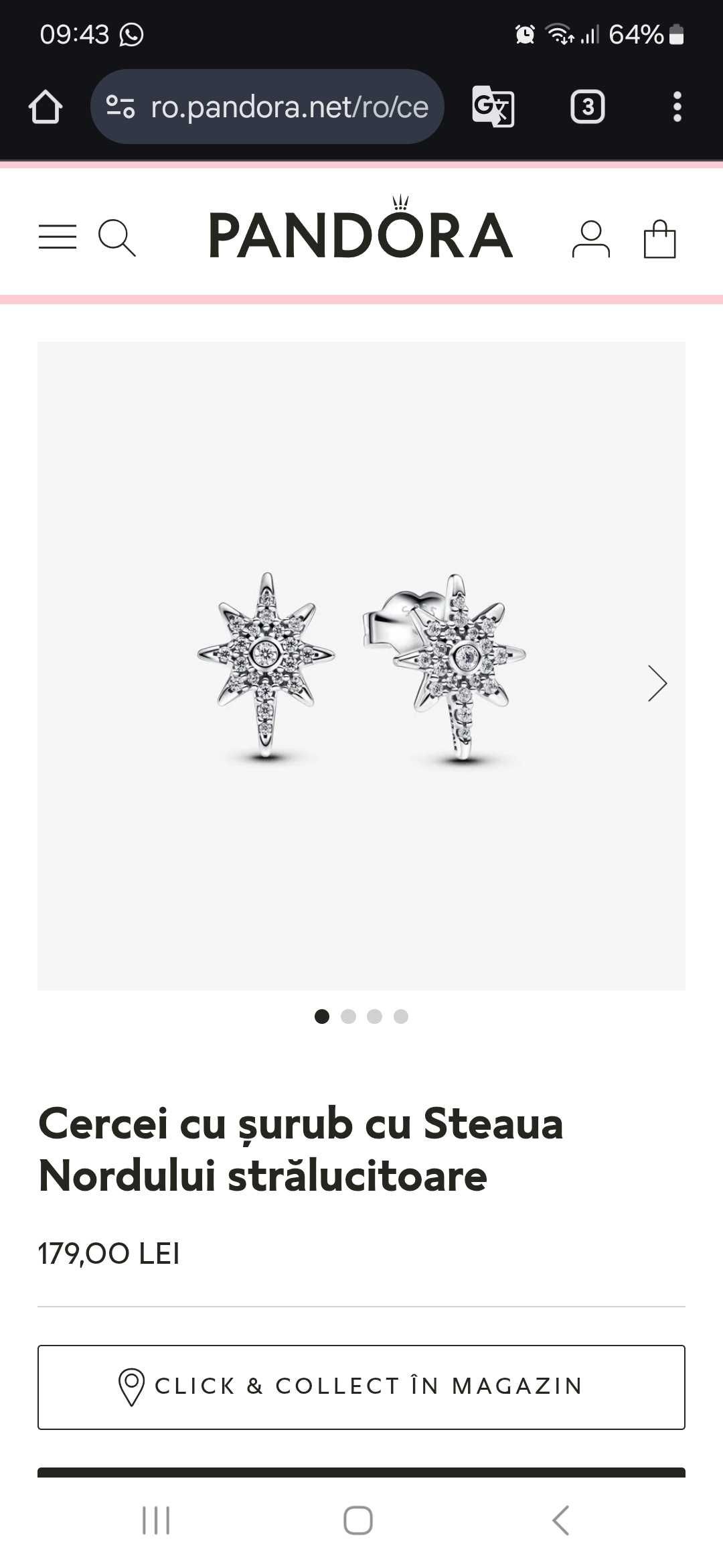 Cercei cu surub Steaua Nordului Pandora noi cu garantie