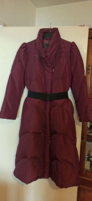 Geaca iarnă de fâș, sub genunchi, M, L, visiniu