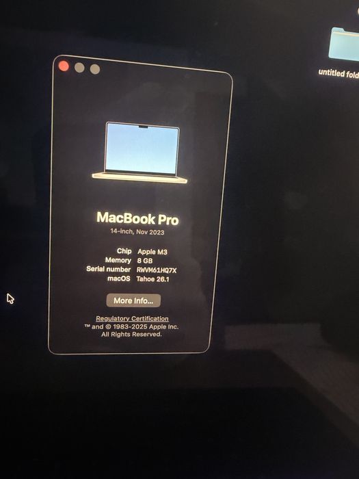 MacBook PRO 14inch M3 8gb SSD 512Gb