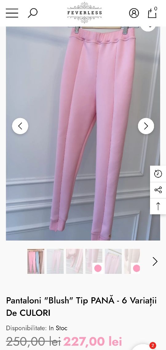 Pantaloni pana Feverless vătuiți baby pink