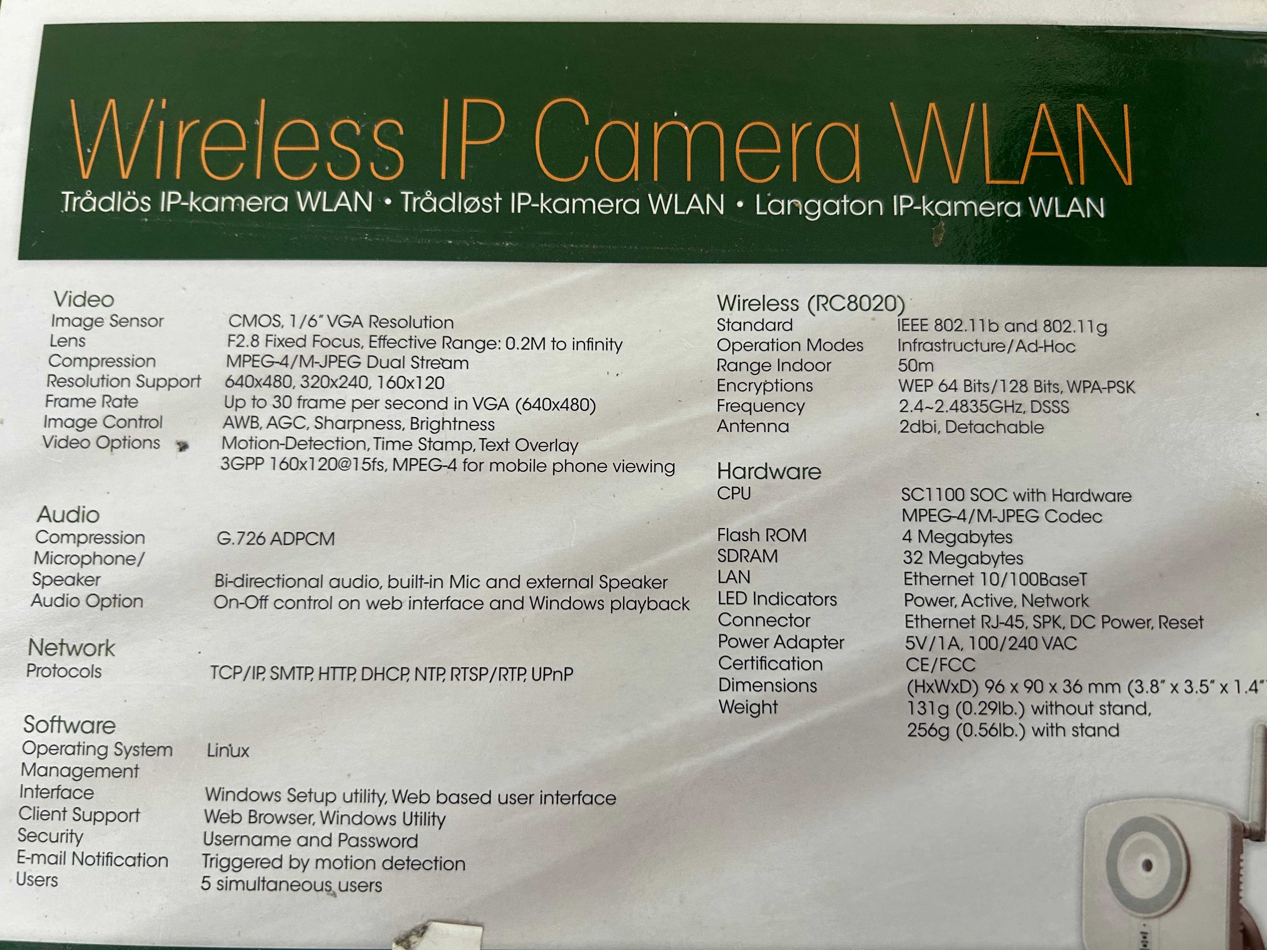 Продавам безжична IP камера бебефон WIFI с подарък колонки говорител