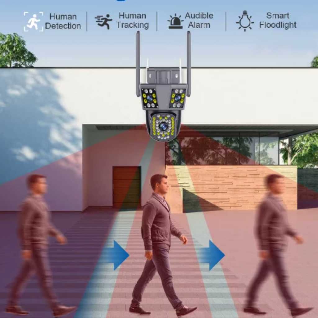 Тройна камера за наблюдение, работи с WiFi, 9 MP,Ultra HD