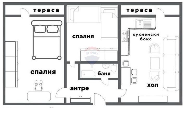 Двустаен апартамент за продажба в Цветен квартал Т4199