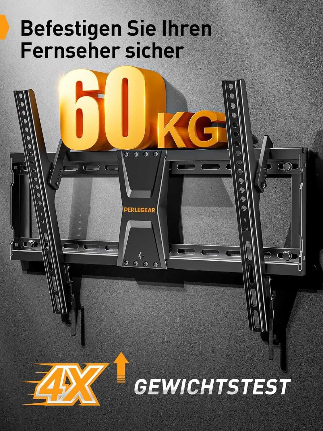 Стенна стойка за телевизор Perlegear за 37–82 инча, до 60 кг