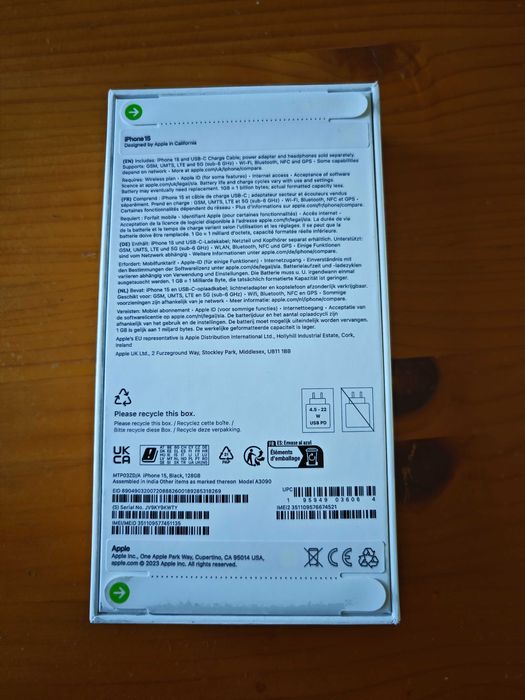 Apple Iphone 15 черен цвят 128GB НОВ ЗАПЕЧАТАН