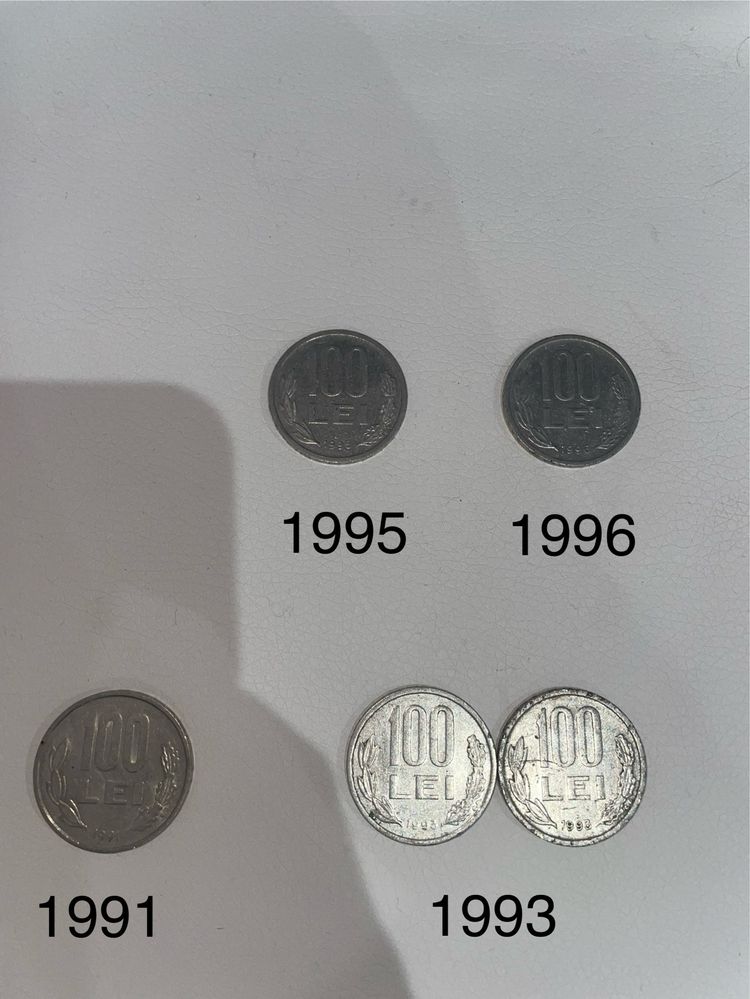 Monede 100 lei 1991 1993 1994 1995 1996