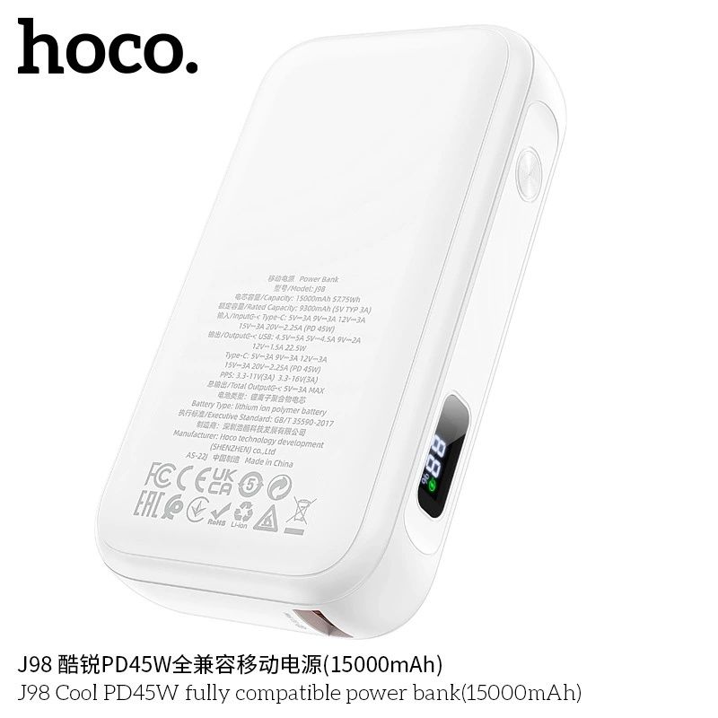 Hoco J98 PD45W Power Bank 15000mAh For Laptop PD 22.5W QC3.0