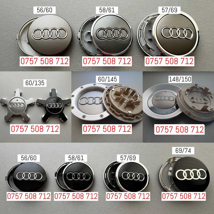 Capace jante aliaj Audi embleme roti 56mm 60mm 61mm 68mm 69mm