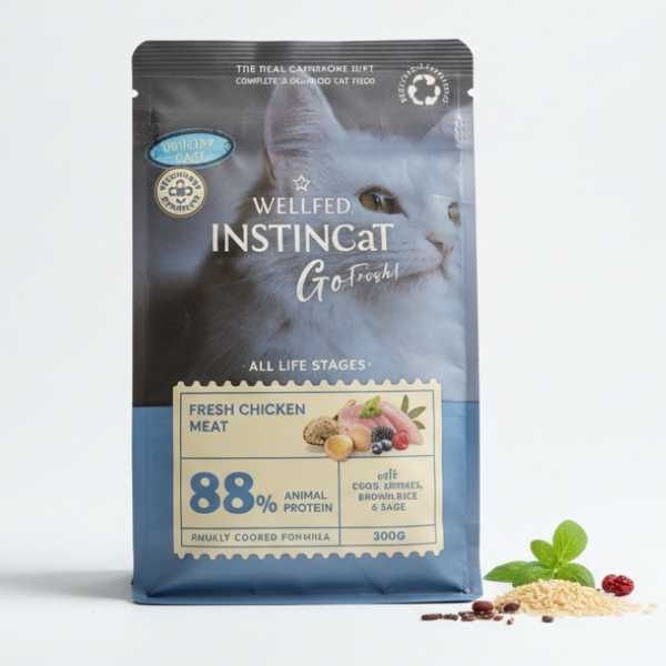 Пълноценна Храна за Котки - 0.3кг/1.8кг - Пилешко месо - Wellfed