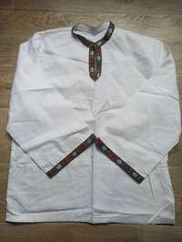 Мъжка бяла риза с етно мотиви, размер М/Л