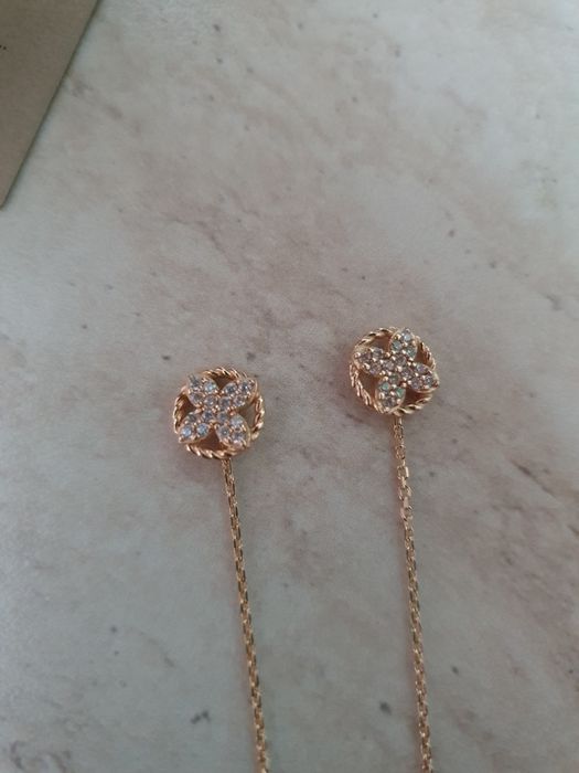 14 к.златни обеци и Van cleef *сребърна гривна с мойсанити