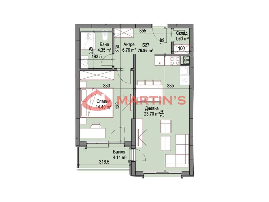 Продава се Двустаен апартамент в София, Сухата река - 77 кв.м за 1999 €/кв.м - Снимка #2