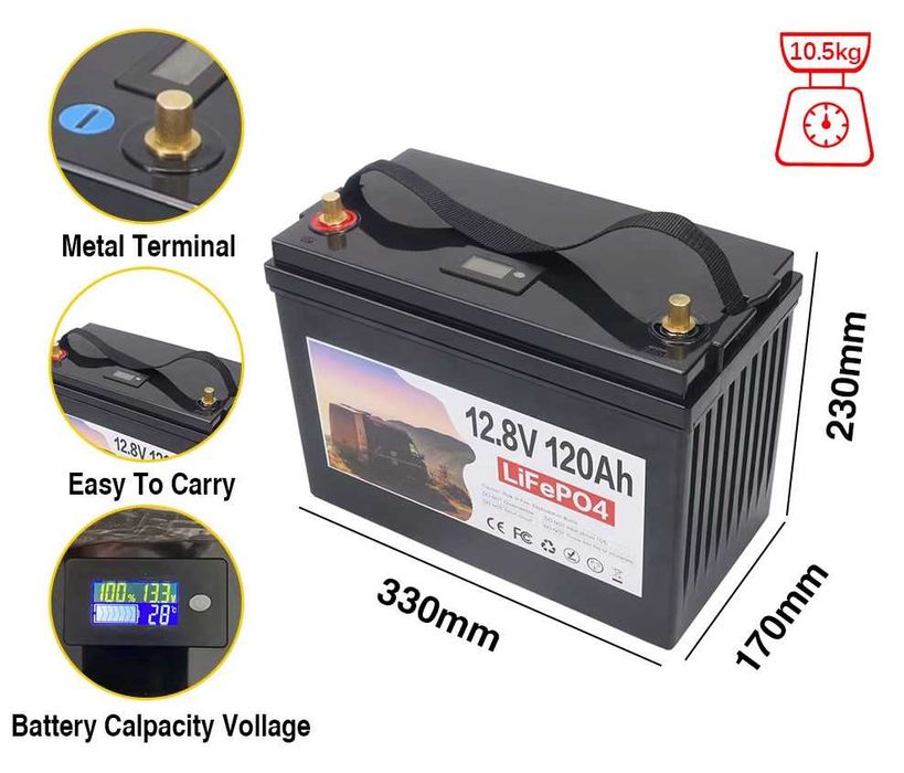 НОВ lifepo4 соларен тягов акумулатор 12v 120Ah.