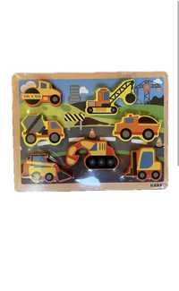 Puzzle tip Montessori educational din lemn Utilaje NOU