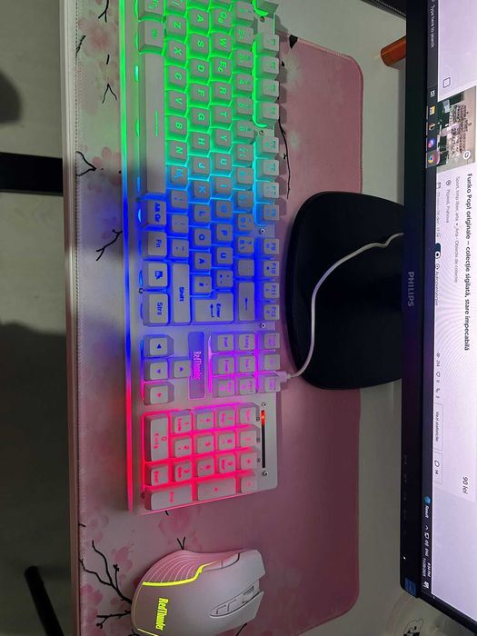 Set Gaming Tastatură + Mouse Alb RGB - NOU! (Layout  QWERTZ]