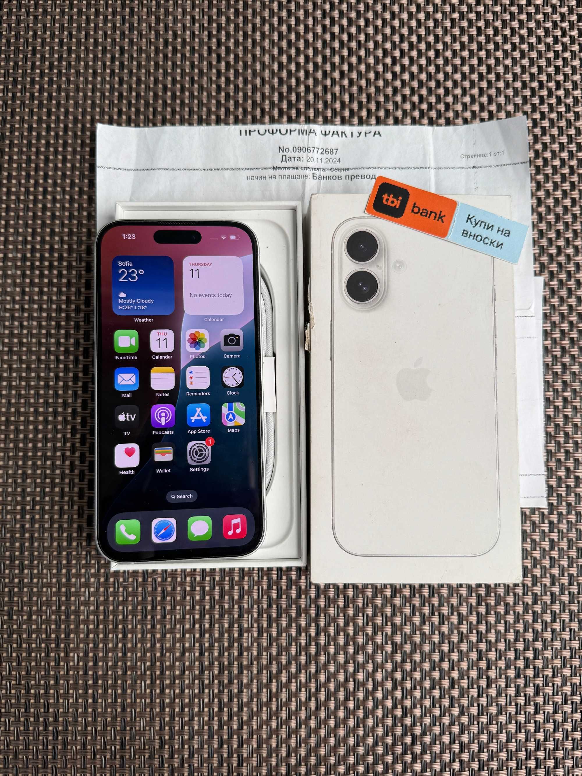 24мес. ГАРАНЦИЯ! 256Gb! iPhone 16 Лизинг от 53лв/м White КАТО НОВ бял