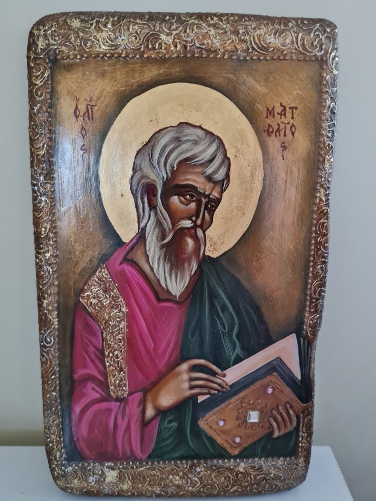 Ръчно рисувана икона на Св. Матей
