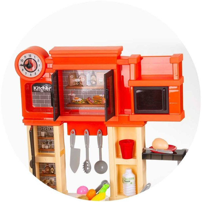 Set jucarie bucatarie 84 cm cu  apa, lumini, sunete si 79 accesorii