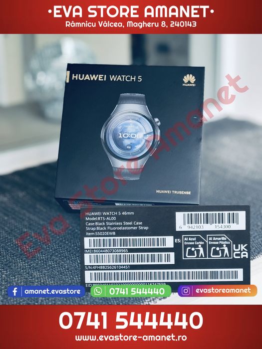 Smartwatch HUAWEI Watch 5 Black 46mm RTS-AL00 Fluoroelastomer Strap