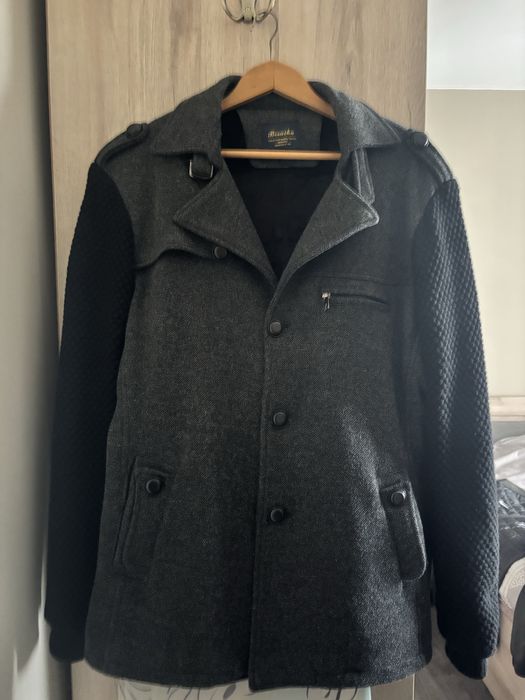 Мъжко сиво сако с плетен ръкав