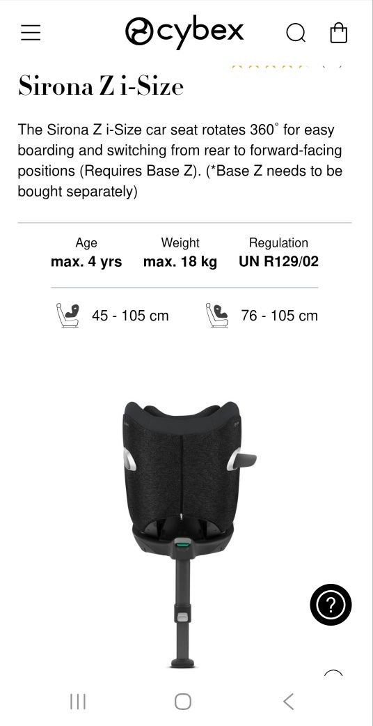 Scaun Cybex Sirona i-Size . Black