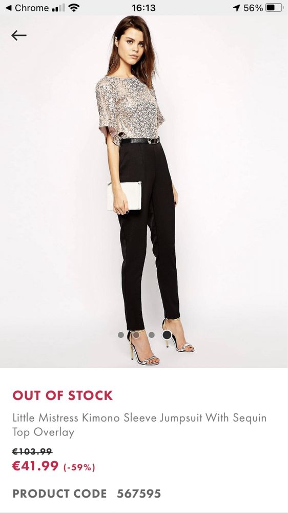 Гащеризон asos / Little Mistress kimono sleeve sequin top