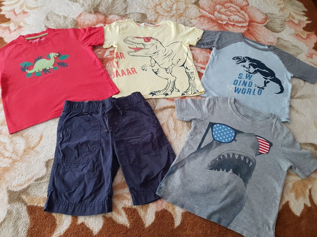 Lot vară,băieți,4-6 ani,tricouri cu dinozauri,pantaloni scurți